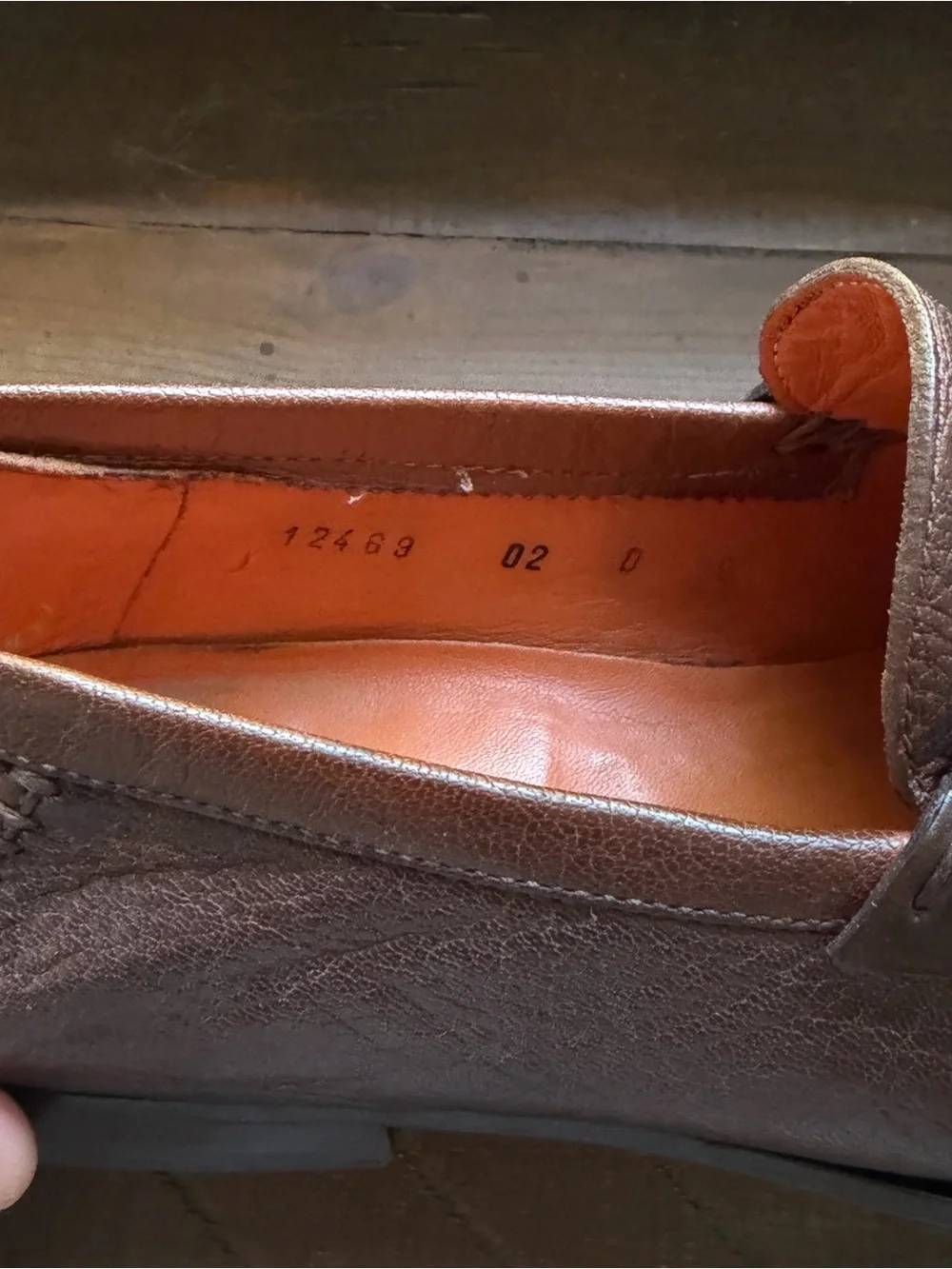 Santoni Brown Leather Penny Loafers for Men 8
